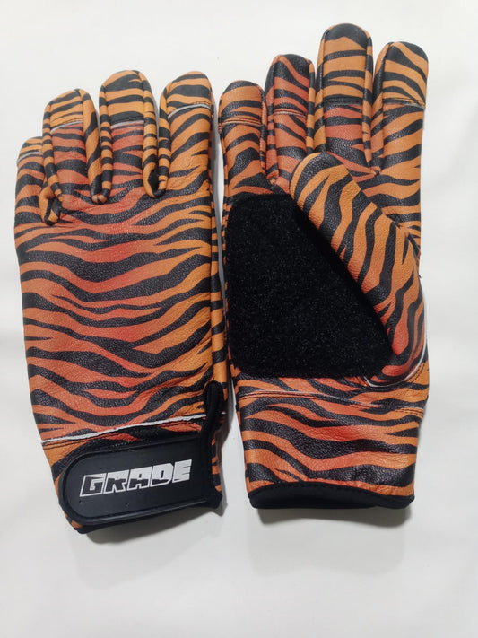 Tiger Stripe Print Leather Gloves